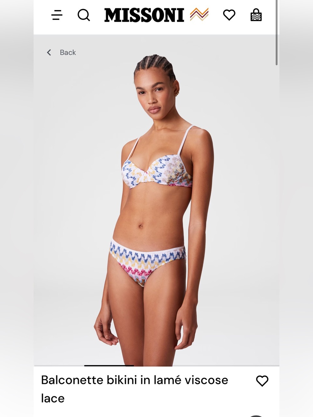 Missoni Bikini (Balconette bikini in lamé viscose lace)